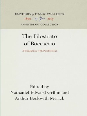 cover image of The Filostrato of Boccaccio